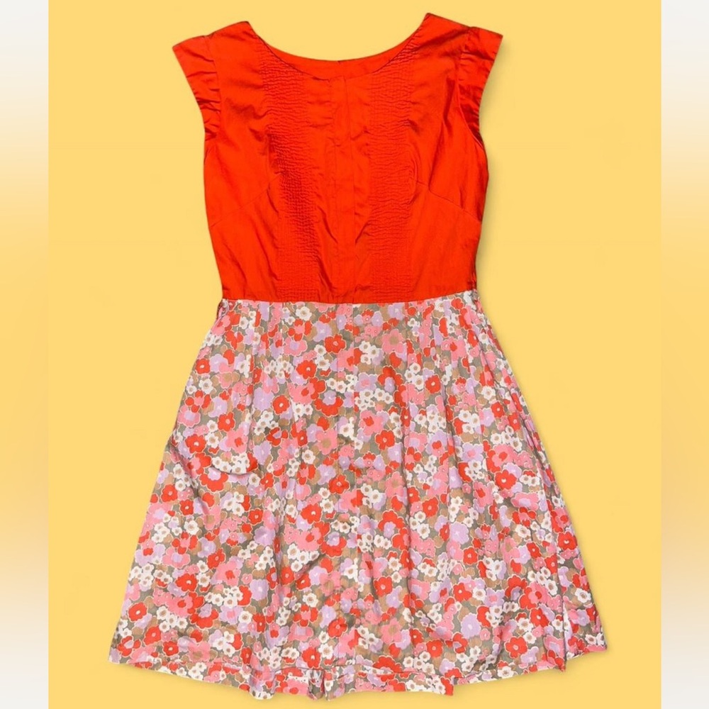 Handmade Vintage 1970s Mini Dress | Floral Print | Front Zip